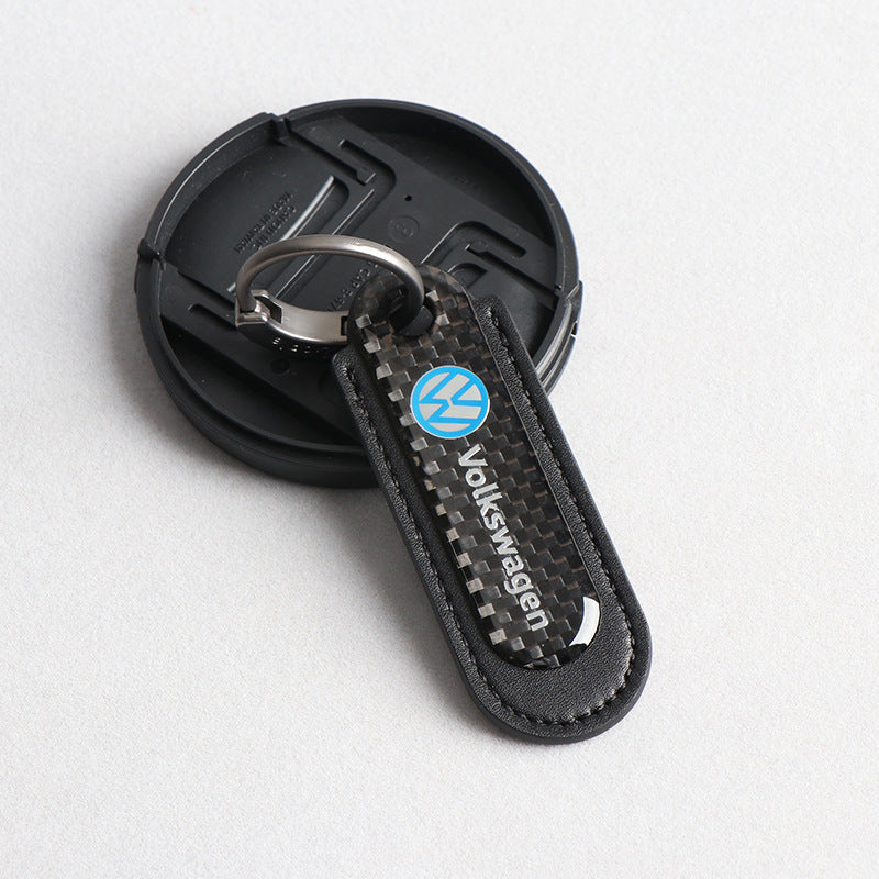 Carbon Fiber Leather Set Car Keychain