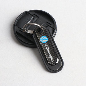 Carbon Fiber Leather Set Car Keychain