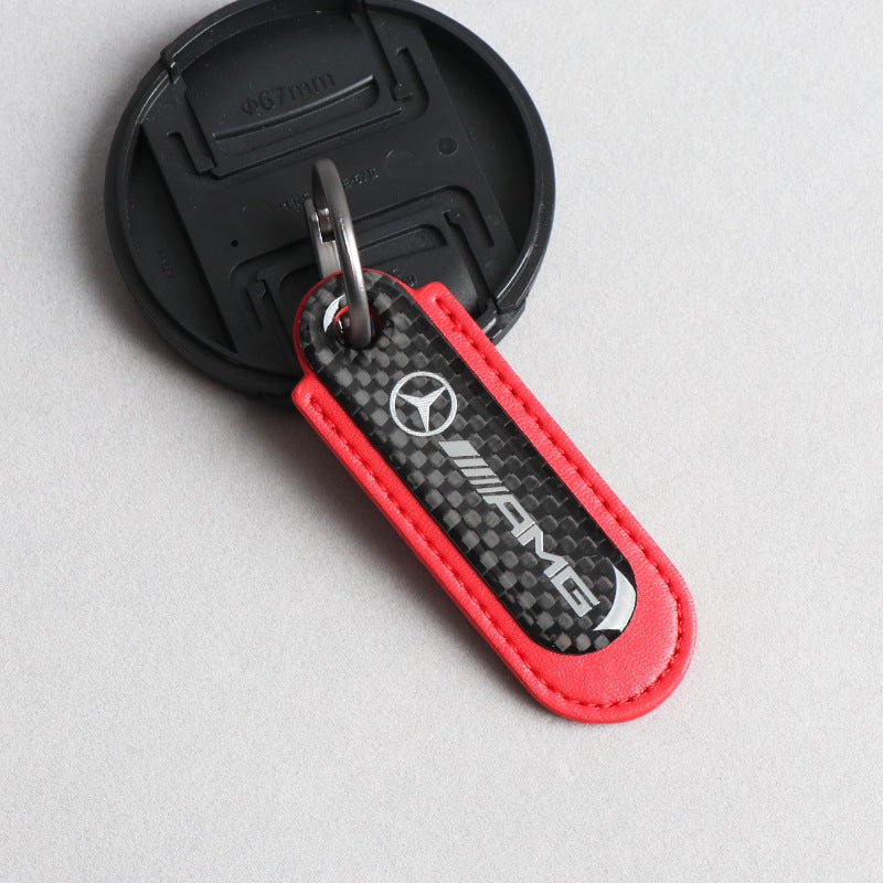 Carbon Fiber Leather Set Car Keychain