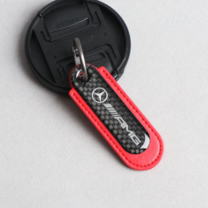 Carbon Fiber Leather Set Car Keychain