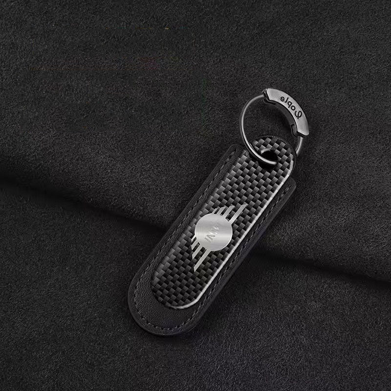 Carbon Fiber Leather Set Car Keychain