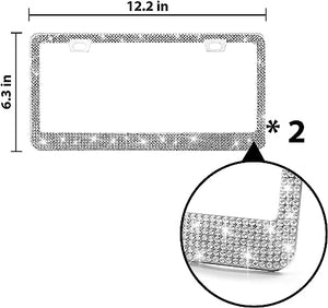 US Standard License Plate Frame With Diamond Inlaid Stainless Steel License Plate Frame🔥2PCS🔥