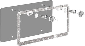 US Standard License Plate Frame With Diamond Inlaid Stainless Steel License Plate Frame🔥2PCS🔥