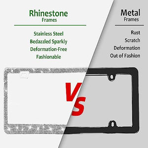 US Standard License Plate Frame With Diamond Inlaid Stainless Steel License Plate Frame🔥2PCS🔥