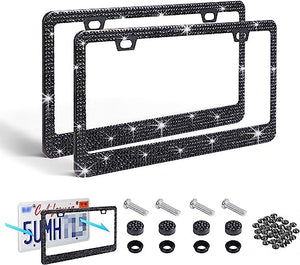 US Standard License Plate Frame With Diamond Inlaid Stainless Steel License Plate Frame🔥2PCS🔥