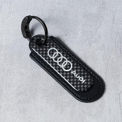 Carbon Fiber Leather Set Car Keychain