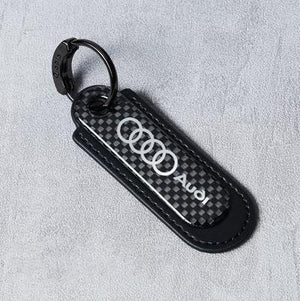 Carbon Fiber Leather Set Car Keychain