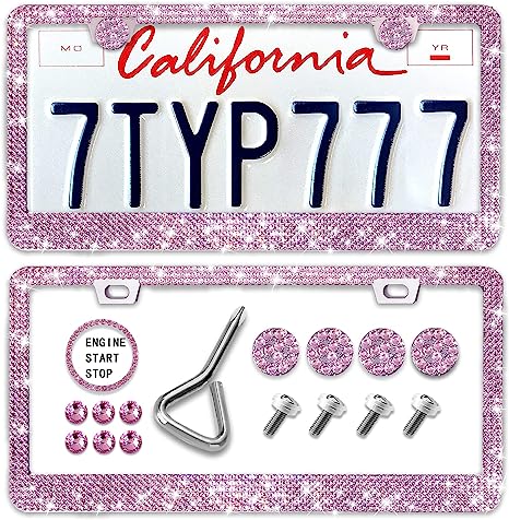 US Standard License Plate Frame With Diamond Inlaid Stainless Steel License Plate Frame🔥2PCS🔥