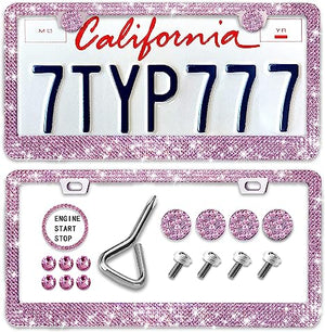 US Standard License Plate Frame With Diamond Inlaid Stainless Steel License Plate Frame🔥2PCS🔥