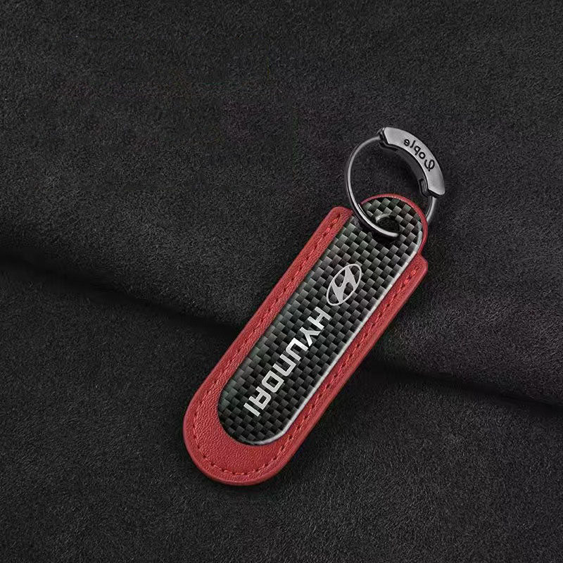 Carbon Fiber Leather Set Car Keychain