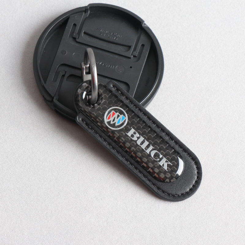 Carbon Fiber Leather Set Car Keychain