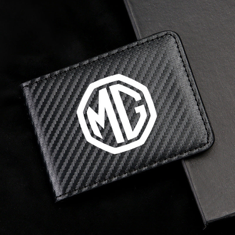 Carbon Fiber Leather Driver's License Card Holder