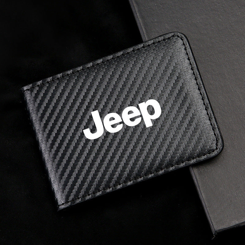 Carbon Fiber Leather Driver's License Card Holder