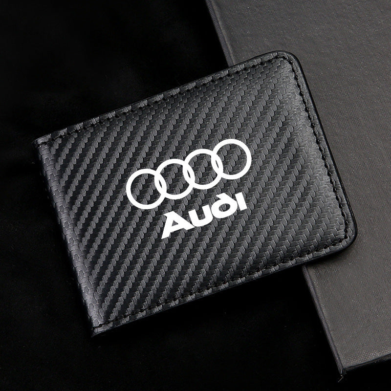 Carbon Fiber Leather Driver's License Card Holder