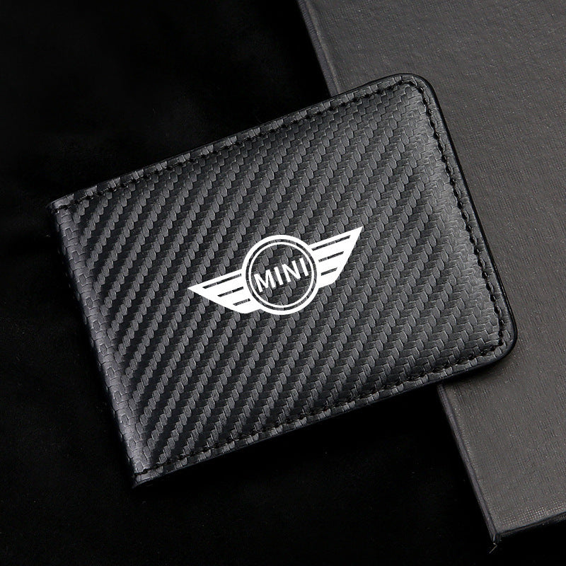 Carbon Fiber Leather Driver's License Card Holder