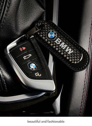Carbon Fiber Leather Set Car Keychain