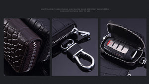 High-Grade Leather Car Key Case With Universal Crocodile Pattern