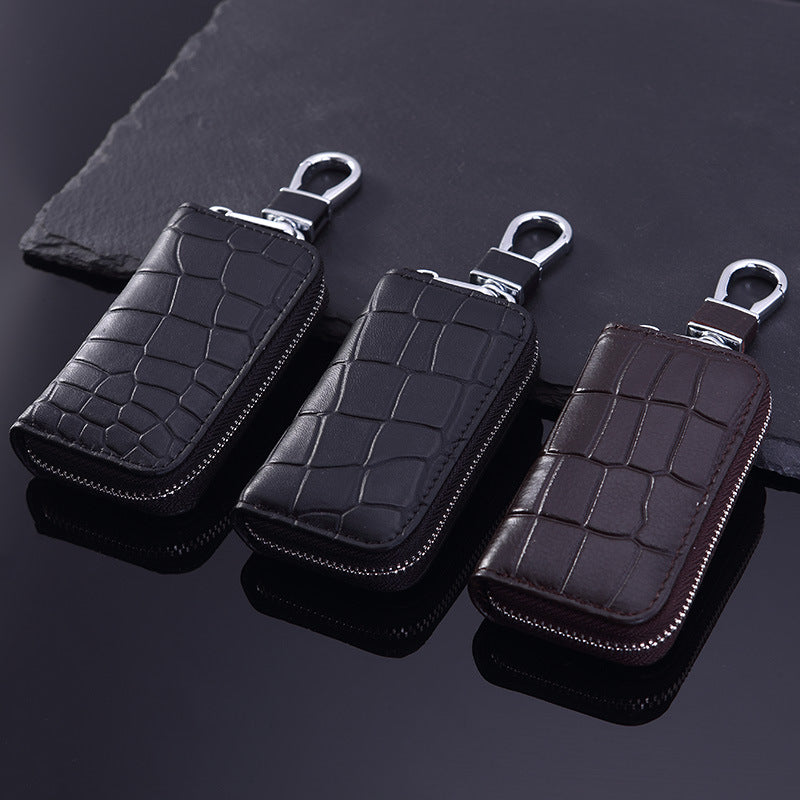 High-Grade Leather Car Key Case With Universal Crocodile Pattern