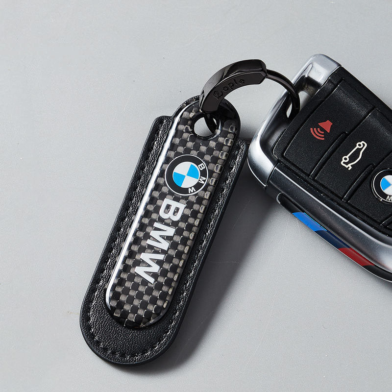 Carbon Fiber Leather Set Car Keychain