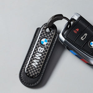 Carbon Fiber Leather Set Car Keychain