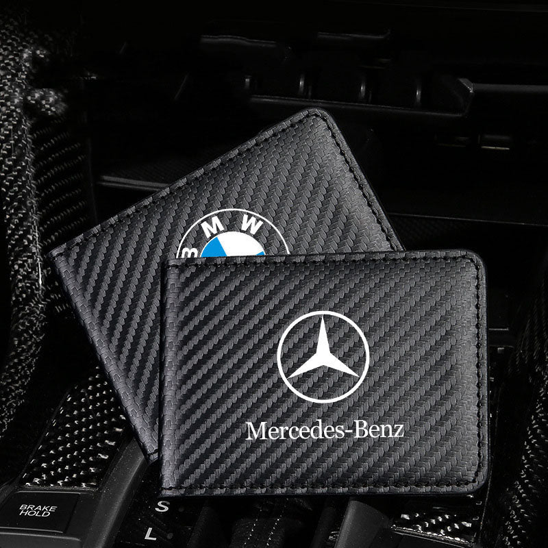 Carbon Fiber Leather Driver's License Card Holder