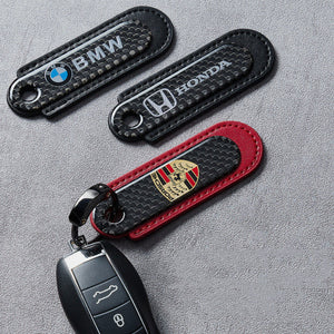 Carbon Fiber Leather Set Car Keychain