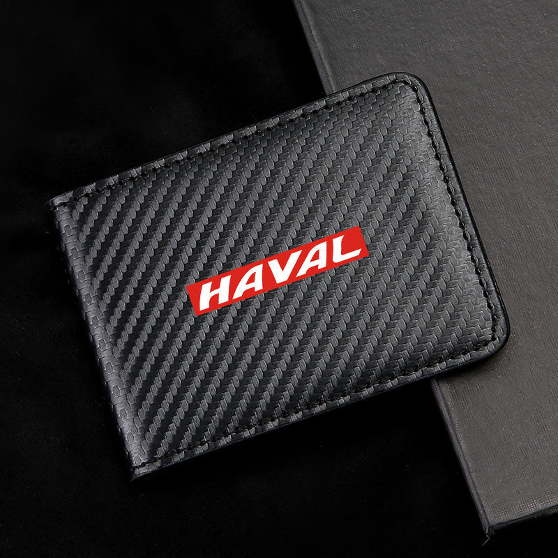 Carbon Fiber Leather Driver's License Card Holder