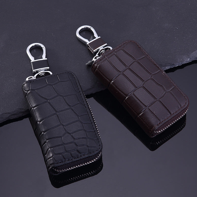 High-Grade Leather Car Key Case With Universal Crocodile Pattern