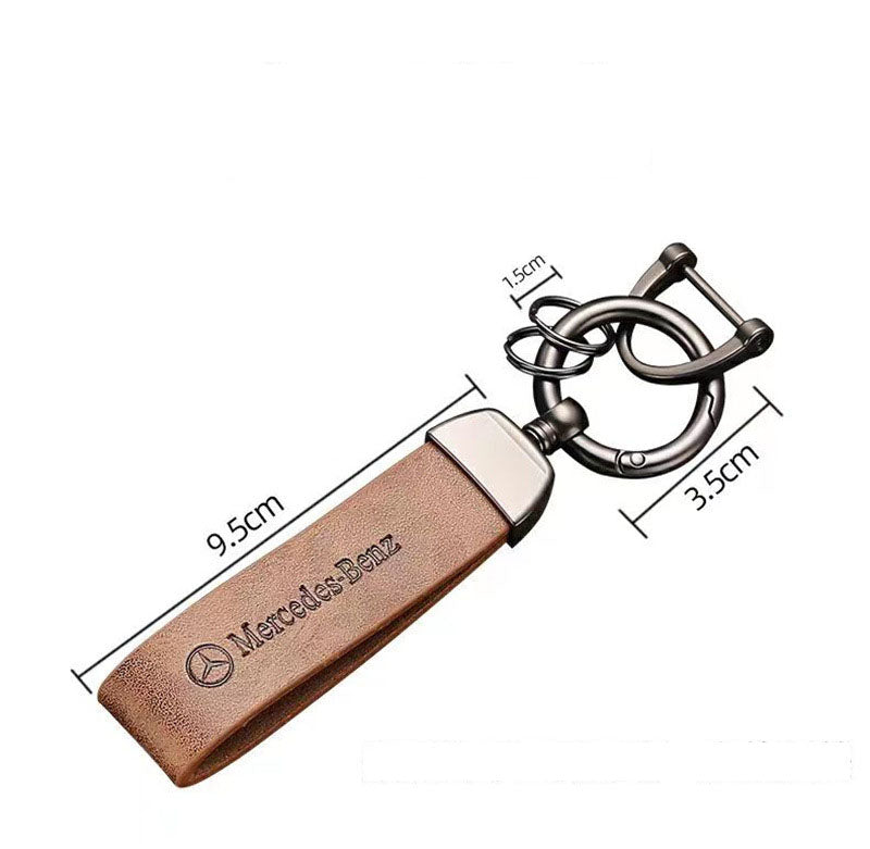 Genuine Leather Car Keychain with 360 Degree Swivel Snap and Anti-Lose D-Ring