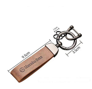 Genuine Leather Car Keychain with 360 Degree Swivel Snap and Anti-Lose D-Ring