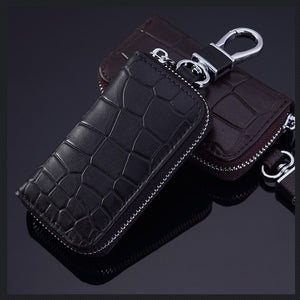 High-Grade Leather Car Key Case With Universal Crocodile Pattern