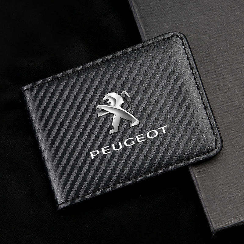 Carbon Fiber Leather Driver's License Card Holder