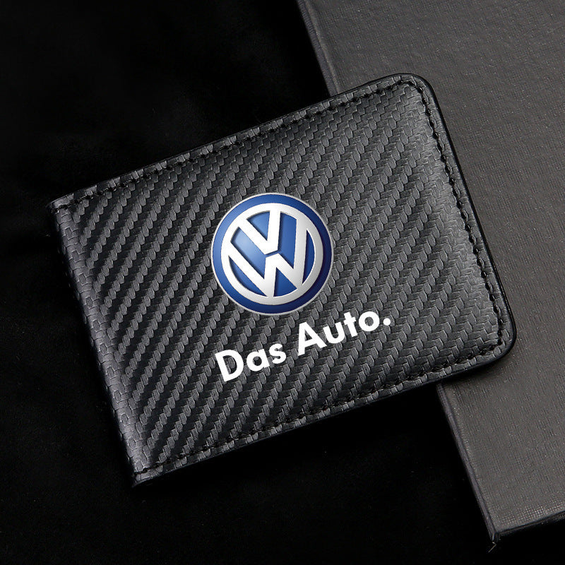 Carbon Fiber Leather Driver's License Card Holder