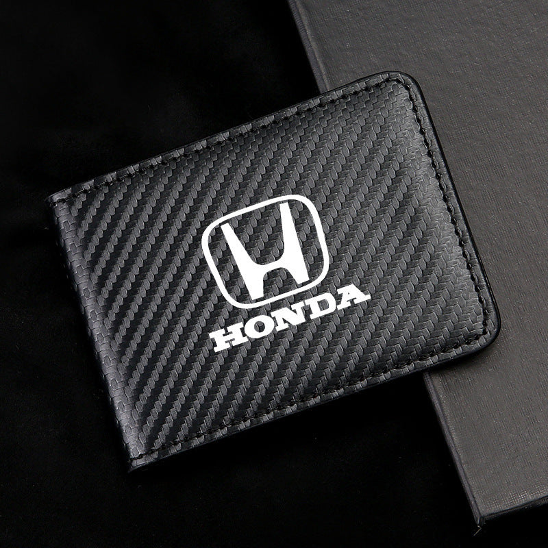 Carbon Fiber Leather Driver's License Card Holder