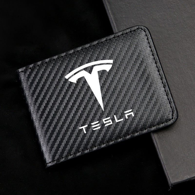 Carbon Fiber Leather Driver's License Card Holder