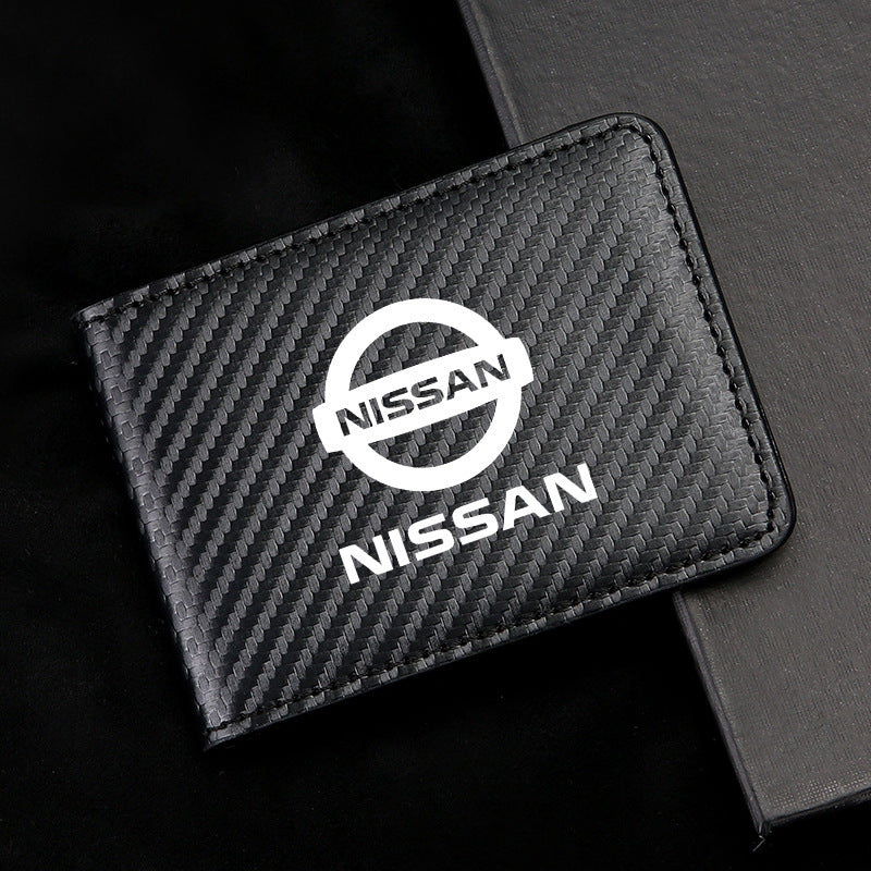 Carbon Fiber Leather Driver's License Card Holder