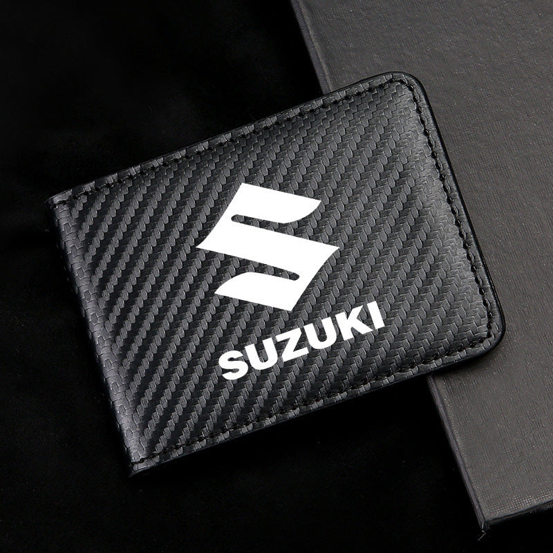 Carbon Fiber Leather Driver's License Card Holder