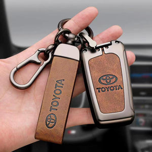 Genuine Leather Car Keychain with 360 Degree Swivel Snap and Anti-Lose D-Ring