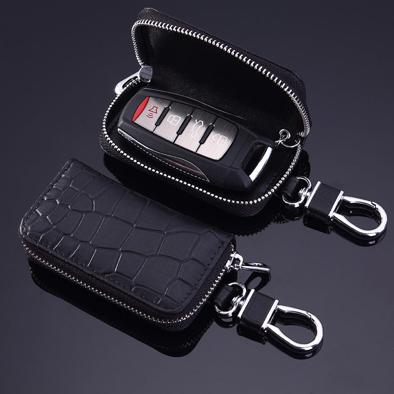 High-Grade Leather Car Key Case With Universal Crocodile Pattern