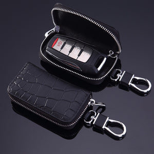 High-Grade Leather Car Key Case With Universal Crocodile Pattern