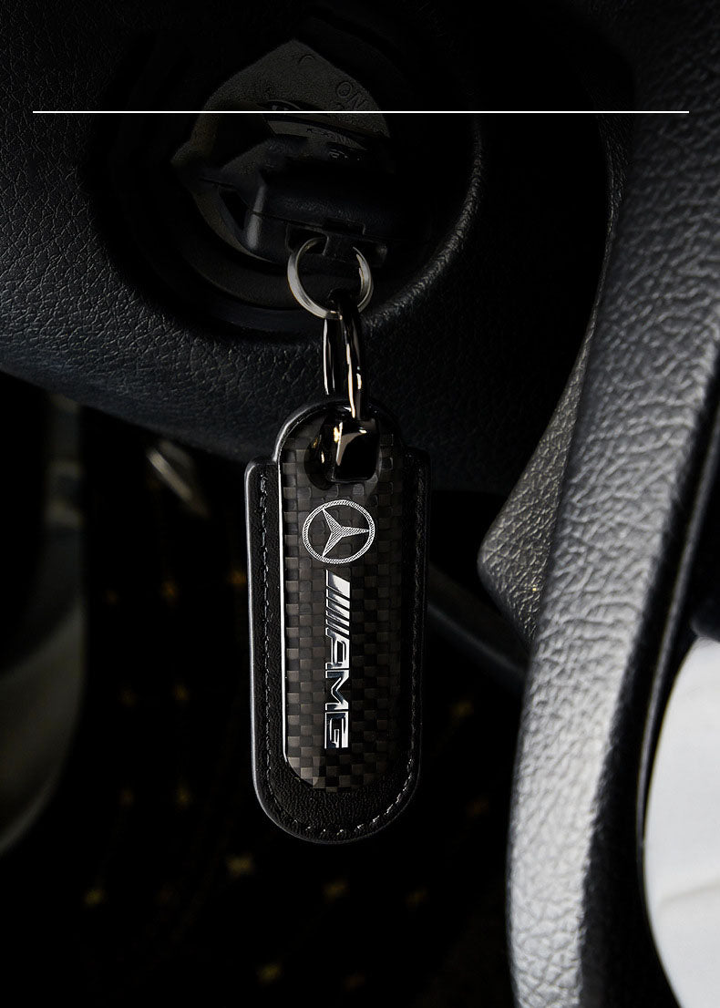 Carbon Fiber Leather Set Car Keychain