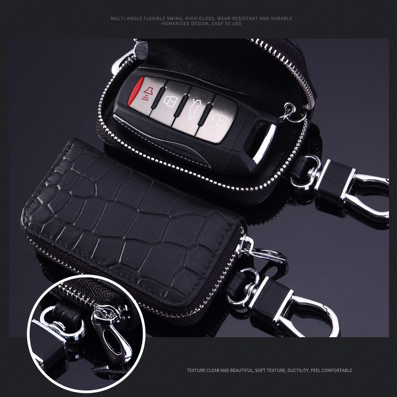 High-Grade Leather Car Key Case With Universal Crocodile Pattern