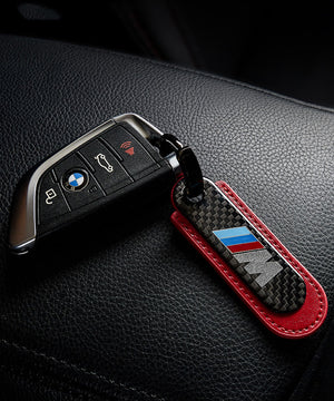 Carbon Fiber Leather Set Car Keychain