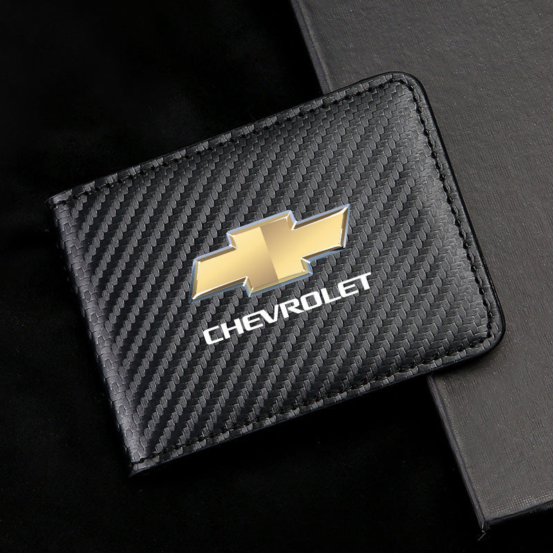 Carbon Fiber Leather Driver's License Card Holder