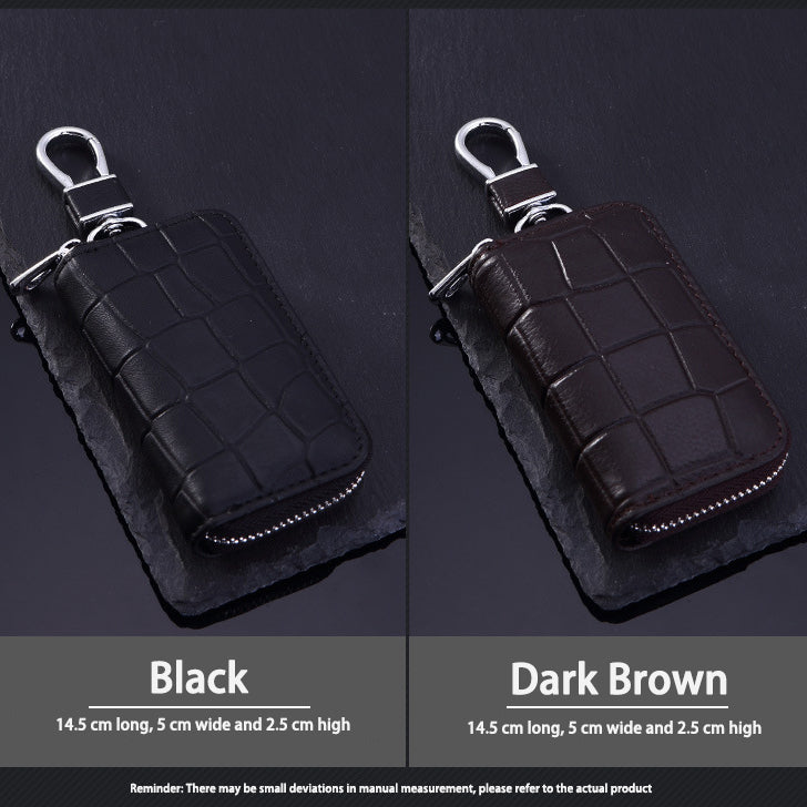 High-Grade Leather Car Key Case With Universal Crocodile Pattern