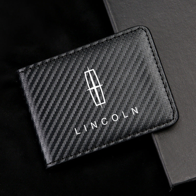 Carbon Fiber Leather Driver's License Card Holder