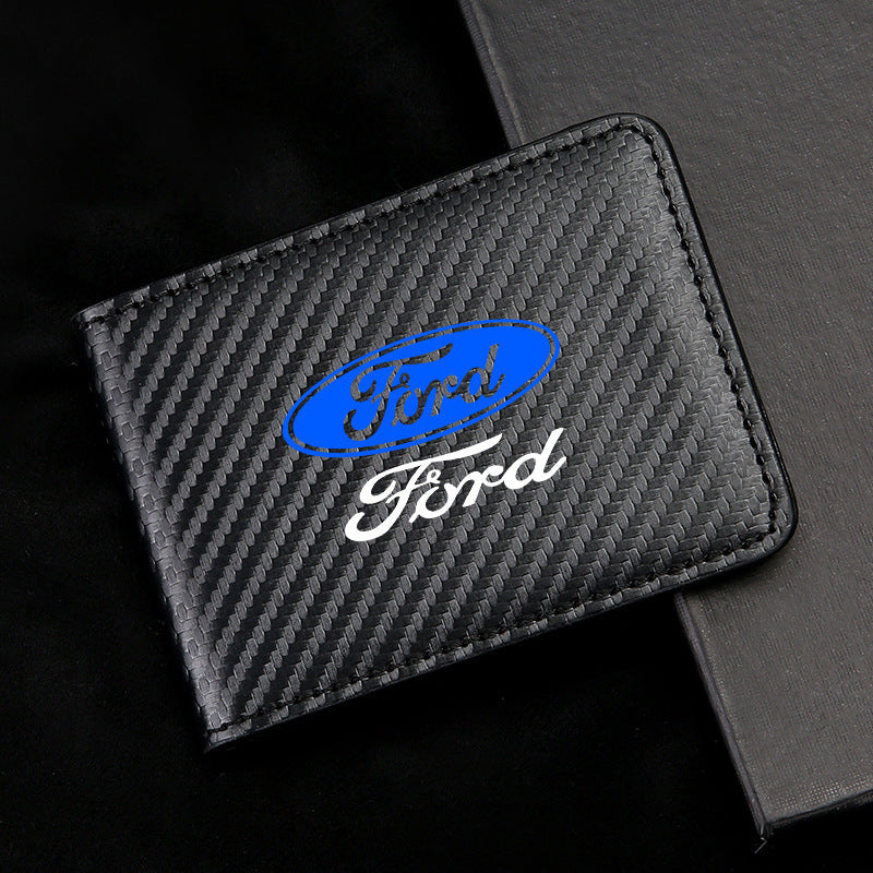 Carbon Fiber Leather Driver's License Card Holder