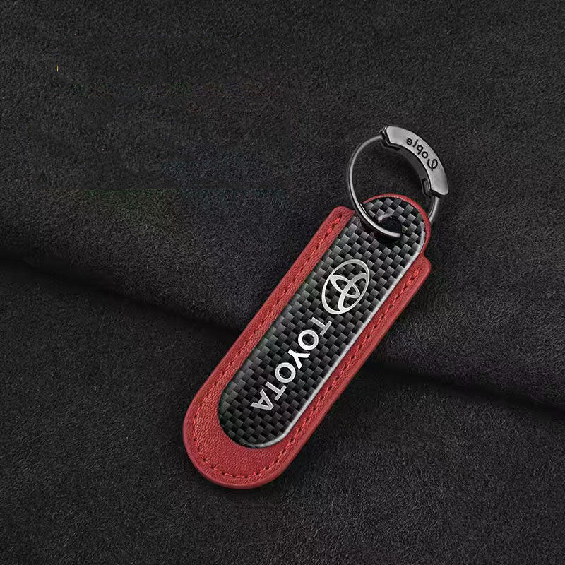 Carbon Fiber Leather Set Car Keychain