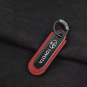 Carbon Fiber Leather Set Car Keychain