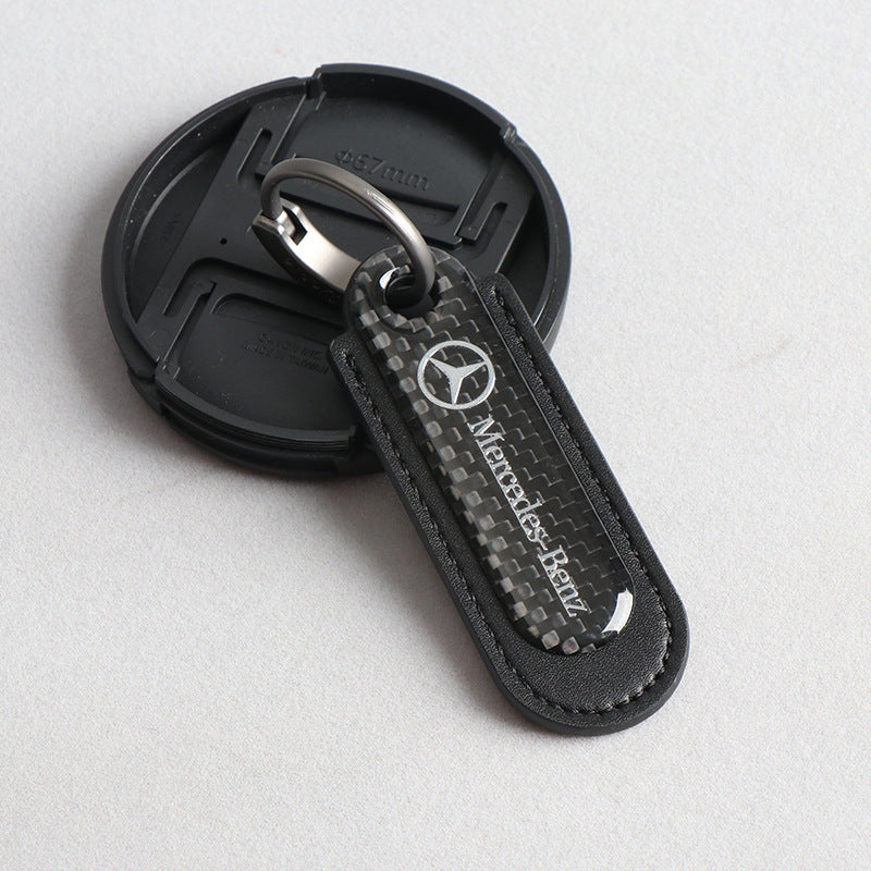 Carbon Fiber Leather Set Car Keychain